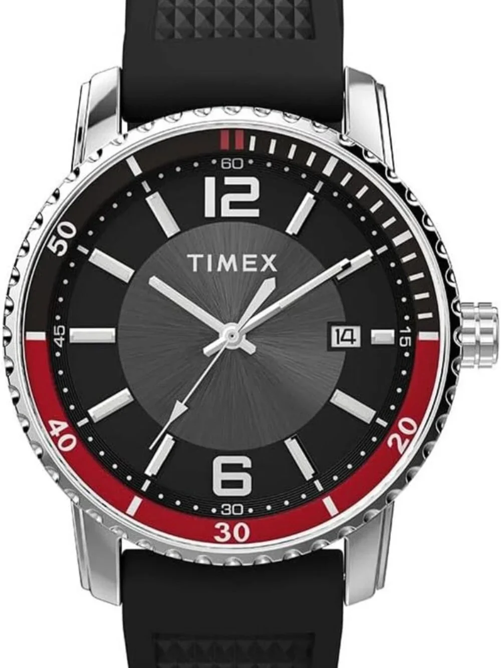 Timex Men's Dress 41mm Watch Black Silicone Black Dial Stainless Steel TW2W60600